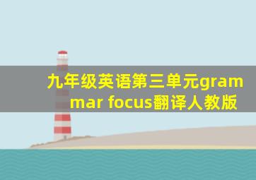 九年级英语第三单元grammar focus翻译人教版